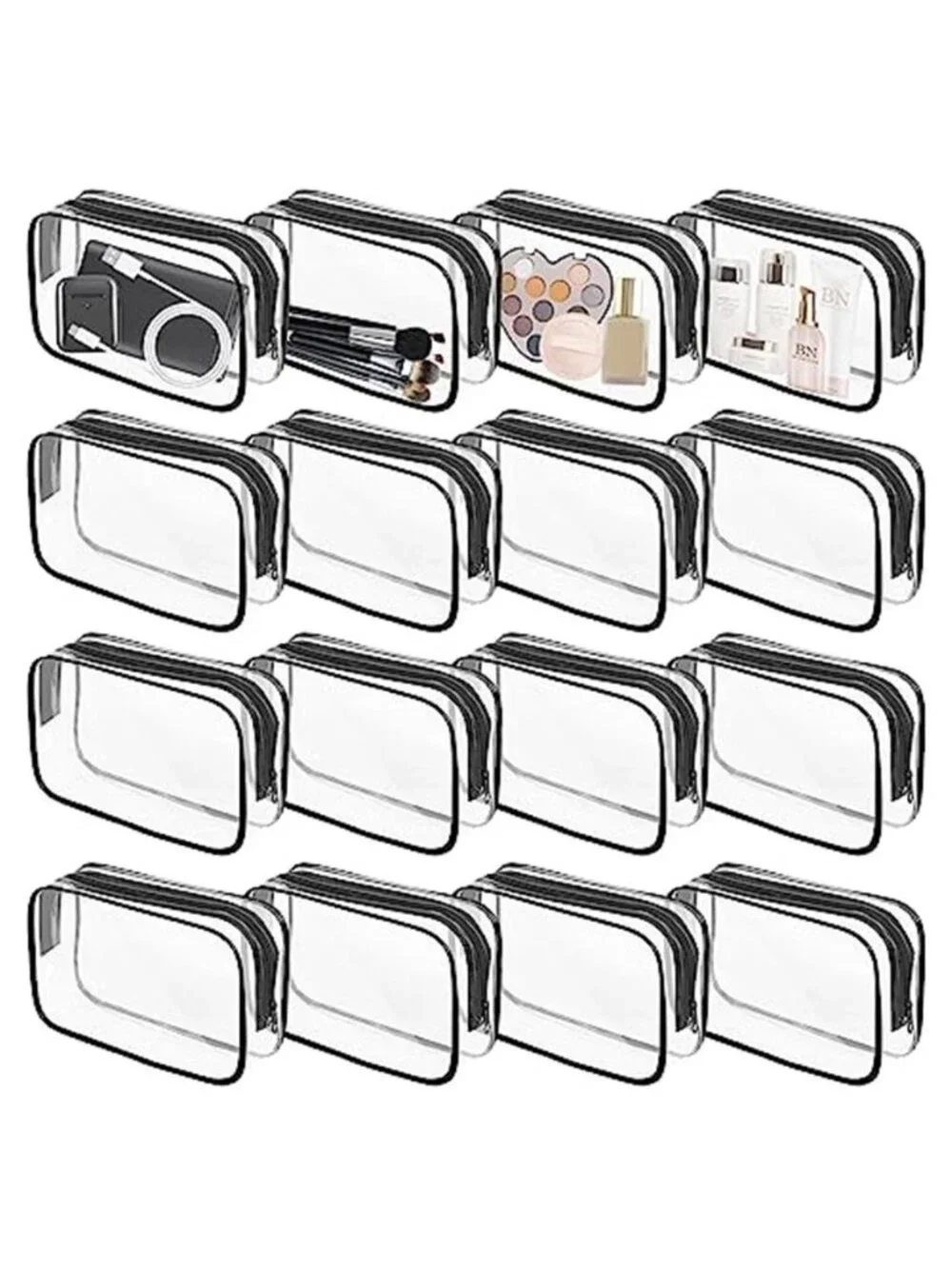16 Pieces Clear Makeup Bags Bulk, TSA Approved Toiletry Bag for Travel, PVC